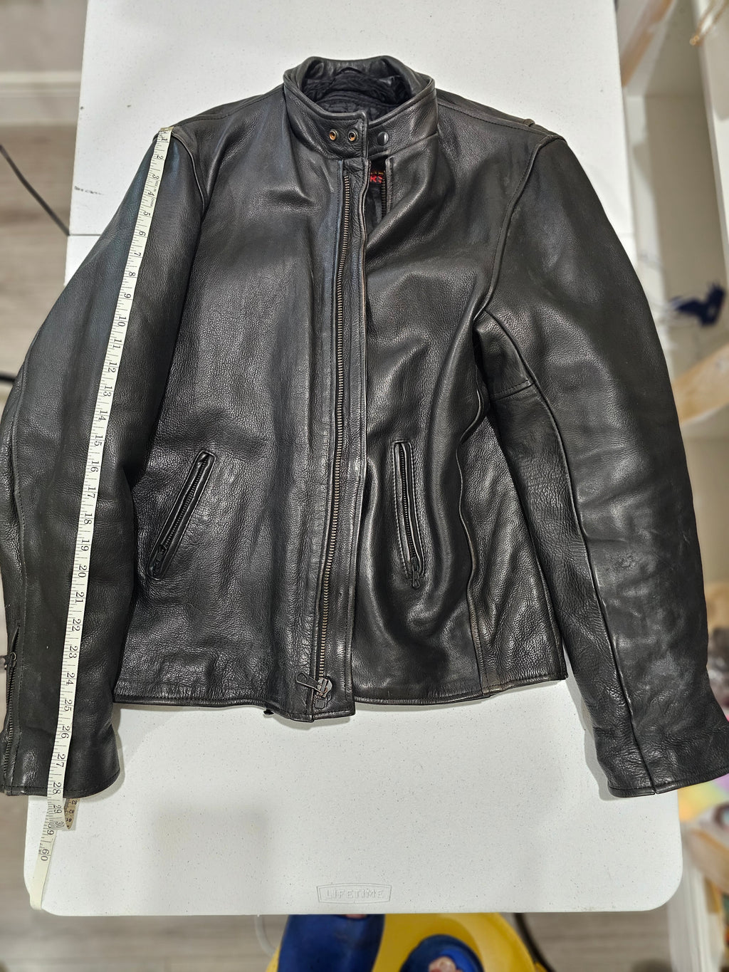 Hot Leathers Men's Black Genuine Leather Motorcycle Cafe Racer Jacket 4X Tall
