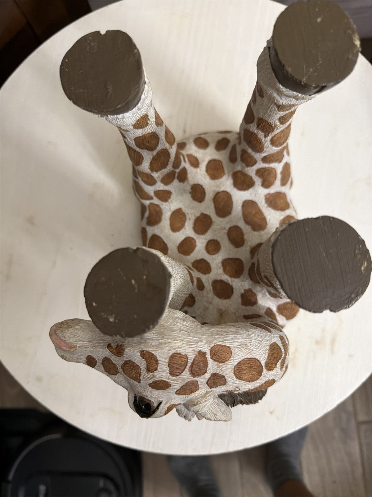Giraffe Animal Plant Stand Safari Decor Flat Top Small Stool Side Table Art Vtg4