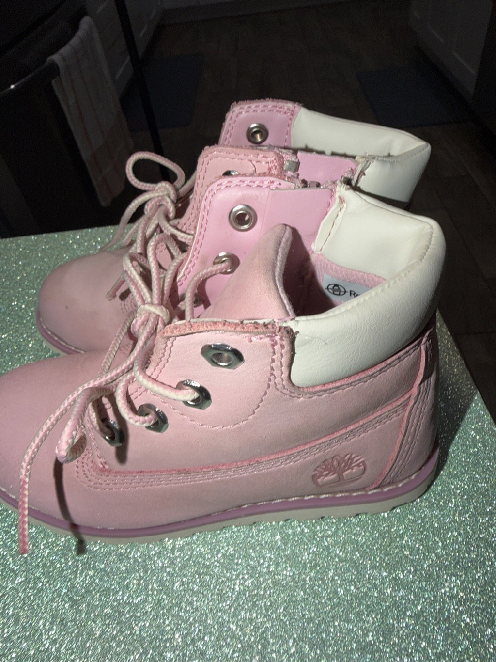 These Are Timberland Toddler Pokey Pine 6-Inch Side Zip Boots In Pink. 10 US1