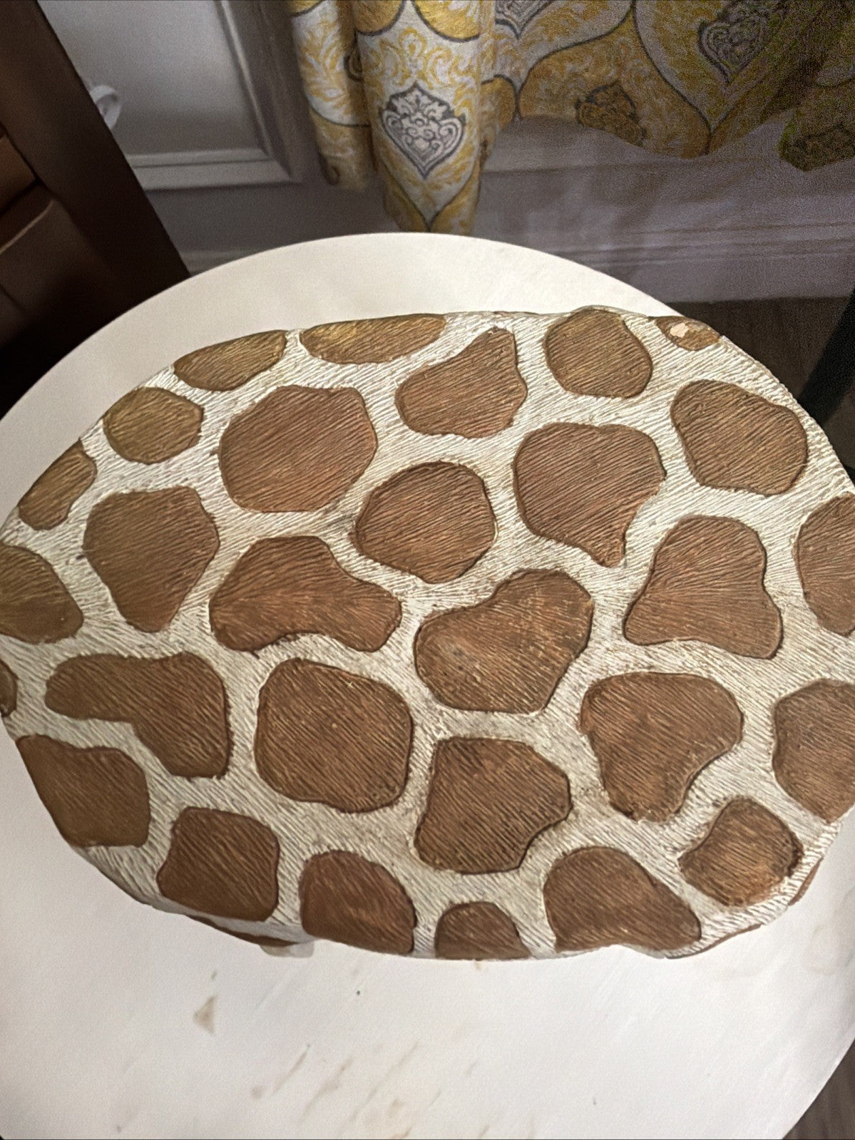 Giraffe Animal Plant Stand Safari Decor Flat Top Small Stool Side Table Art Vtg1