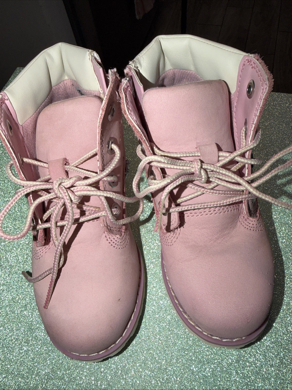 These Are Timberland Toddler Pokey Pine 6-Inch Side Zip Boots In Pink. 10 US0