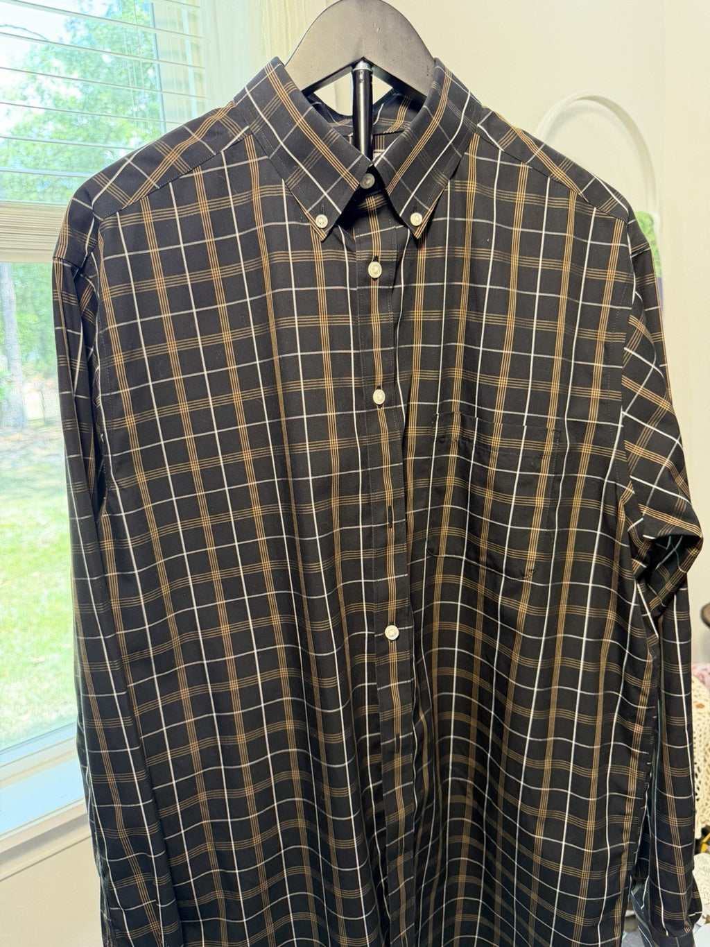 Mens Plaid Button Down Shirt Non Iron Dress Shirt Classic Long Sleeve Casual L0