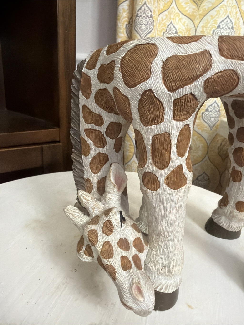 Giraffe Animal Plant Stand Safari Decor Flat Top Small Stool Side Table Art Vtg3