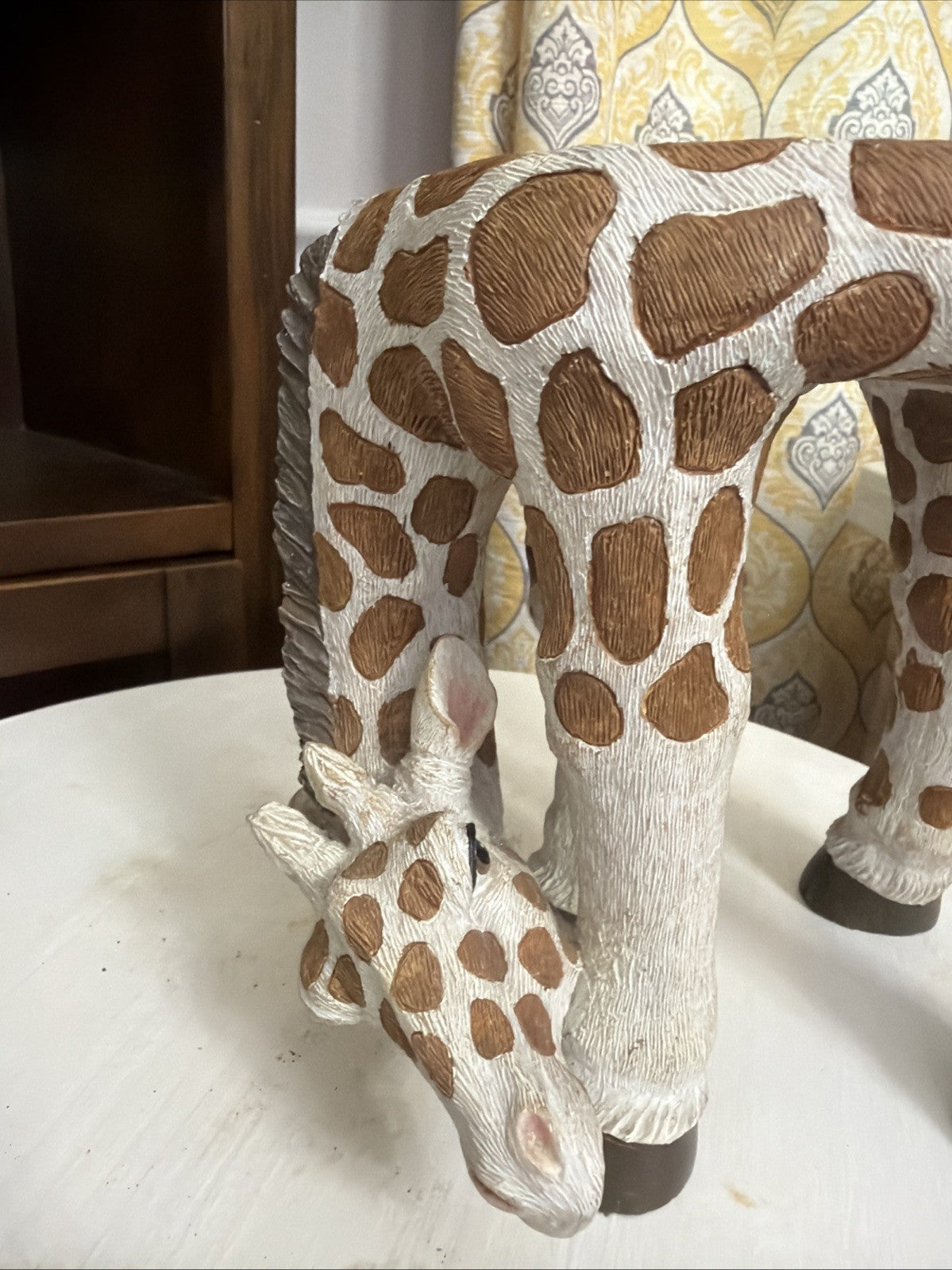 Giraffe Animal Plant Stand Safari Decor Flat Top Small Stool Side Table Art Vtg3