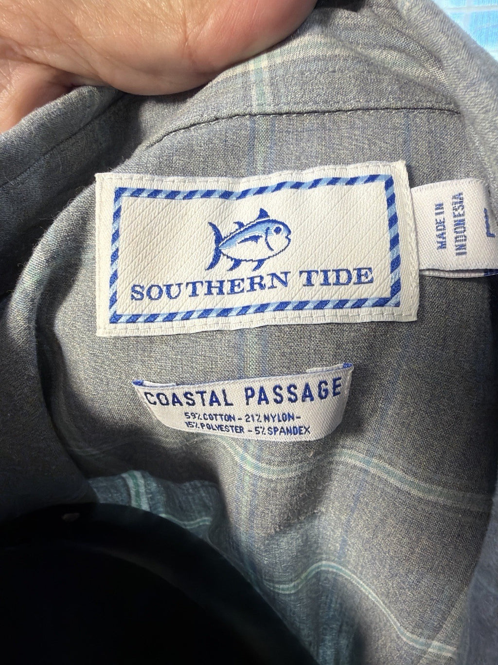 Southern Tide Mens Gray Plaid Button Down Shirt Coastal Passage Long Sleeve L1