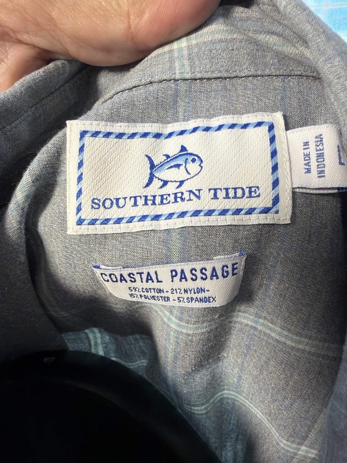 Southern Tide Mens Gray Plaid Button Down Shirt Coastal Passage Long Sleeve L1