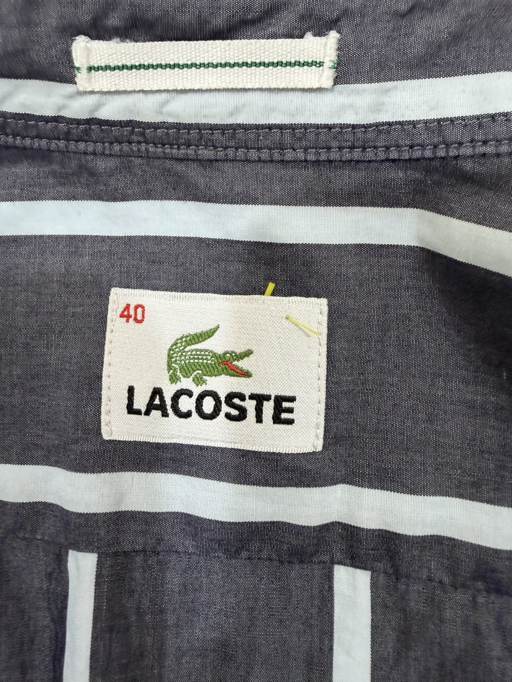 Lacoste Mens Striped Button Down Shirt Size 40 Blue White Long Sleeve Classic1