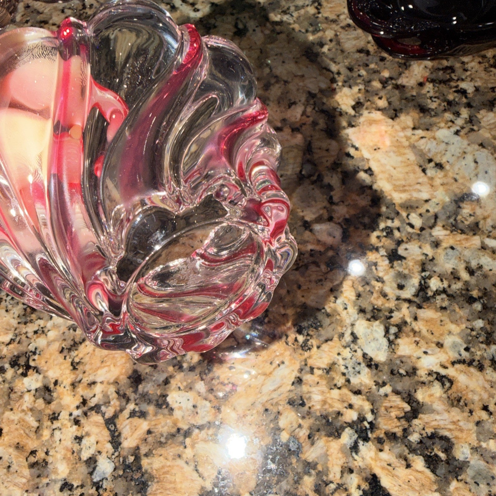 Mikasa Peppermint Red Swirl Glass Bowl Trinket Candy Dish2