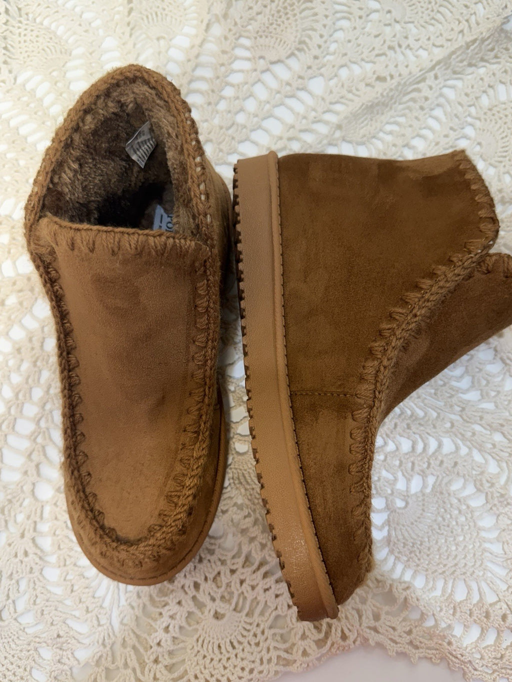 Portland Sheepskin Moccasin Slippers Women’s Size 8 Brown Suede Cozy Lined4