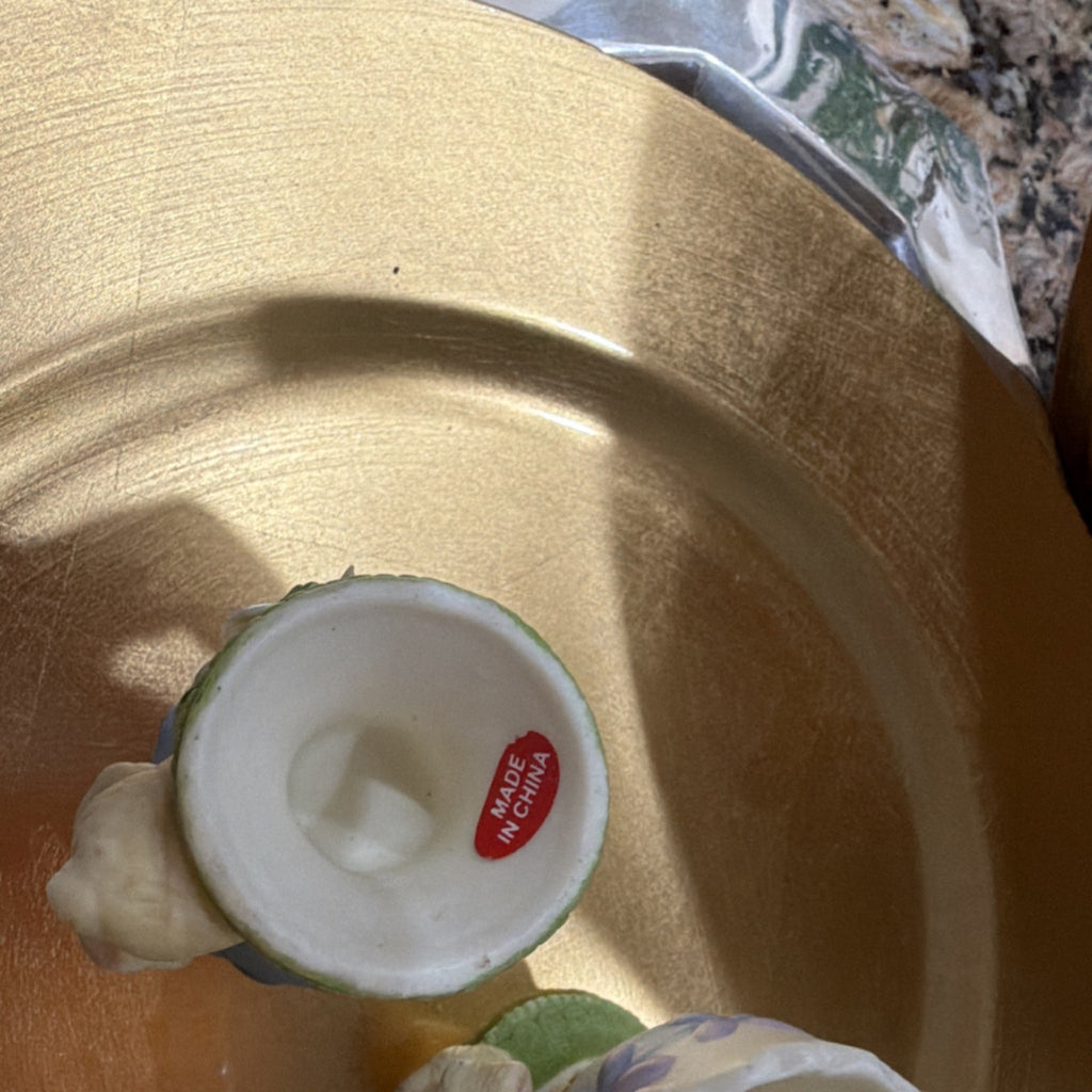 Ceramic Bunny Floral Egg Cup Set, Easter Novelty, 2 Pieces1