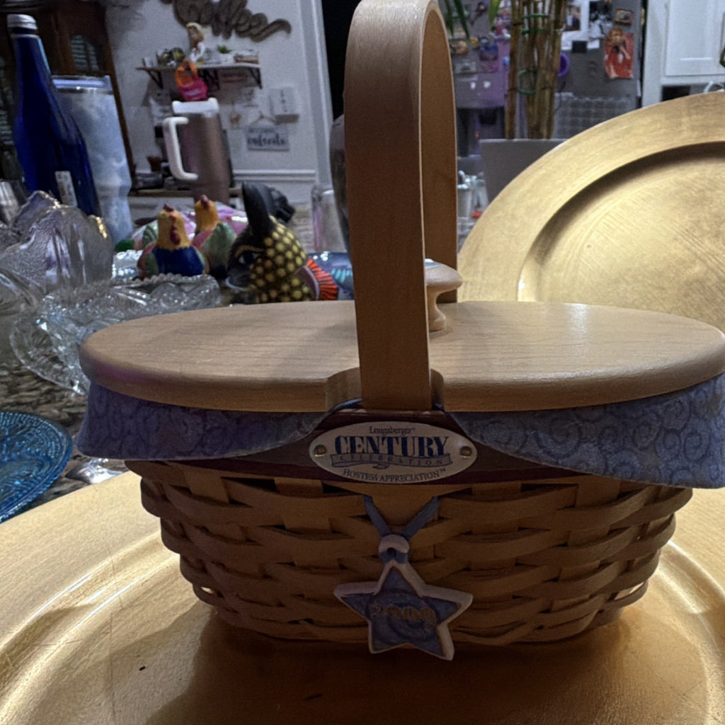 Longaberger Century Celebration Storage Basket With Lid, Liner, Handle 20000