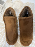 Portland Sheepskin Moccasin Slippers Women’s Size 8 Brown Suede Cozy Lined0