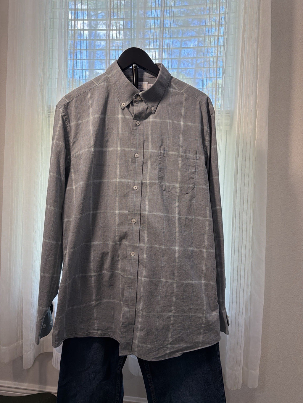 Southern Tide Mens Gray Plaid Button Down Shirt Coastal Passage Long Sleeve L0
