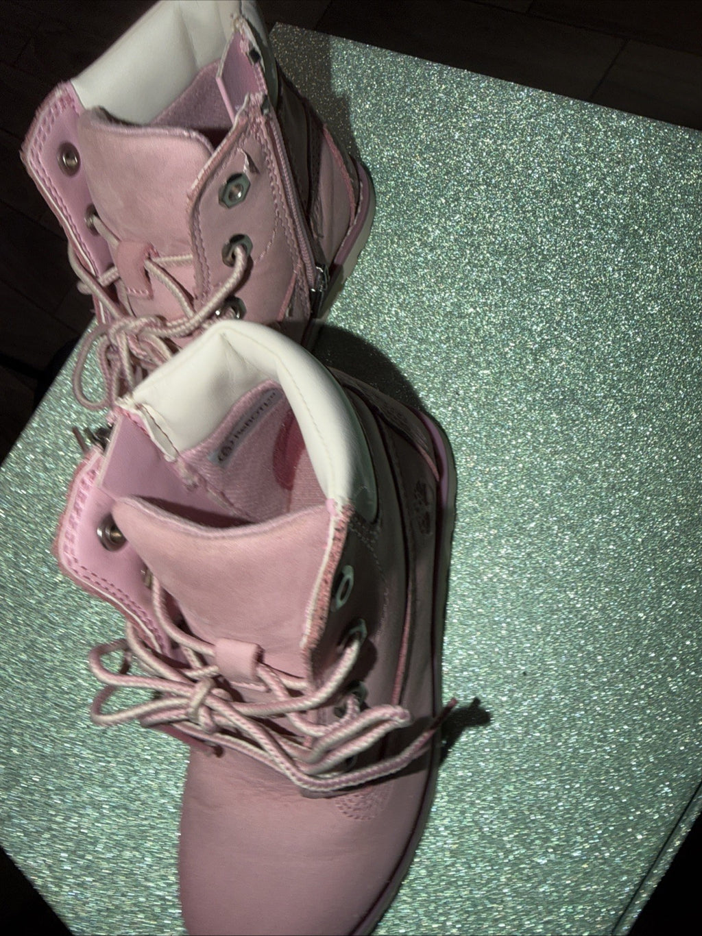 These Are Timberland Toddler Pokey Pine 6-Inch Side Zip Boots In Pink. 10 US3