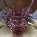 Fenton Pink Pressed Glass Vase Diamond Ruffled Decorative Glossy Collectible0
