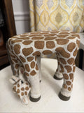 Giraffe Animal Plant Stand Safari Decor Flat Top Small Stool Side Table Art Vtg0