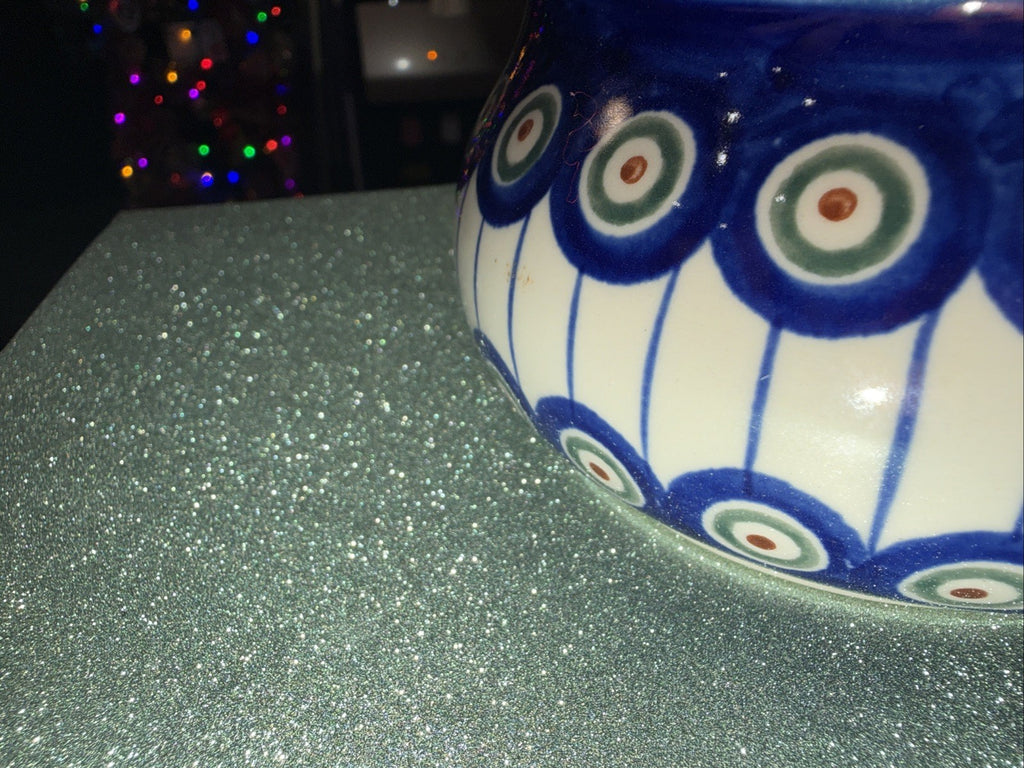Polish Pottery Peacock Gravy Bowl Boat Handle 8” Ceramika Boleslawiec 2