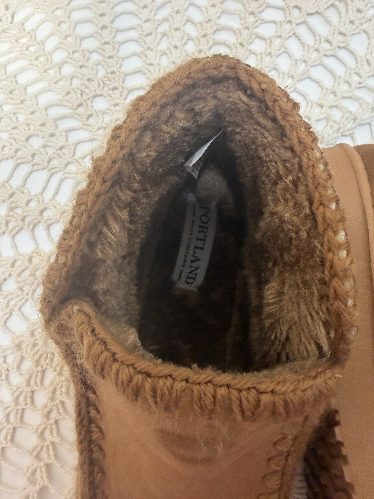 Portland Sheepskin Moccasin Slippers Women’s Size 8 Brown Suede Cozy Lined3