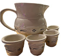 Longaberger Pottery Woven Traditions in Blue 2 Quart Pitcher with 4 cups. 0