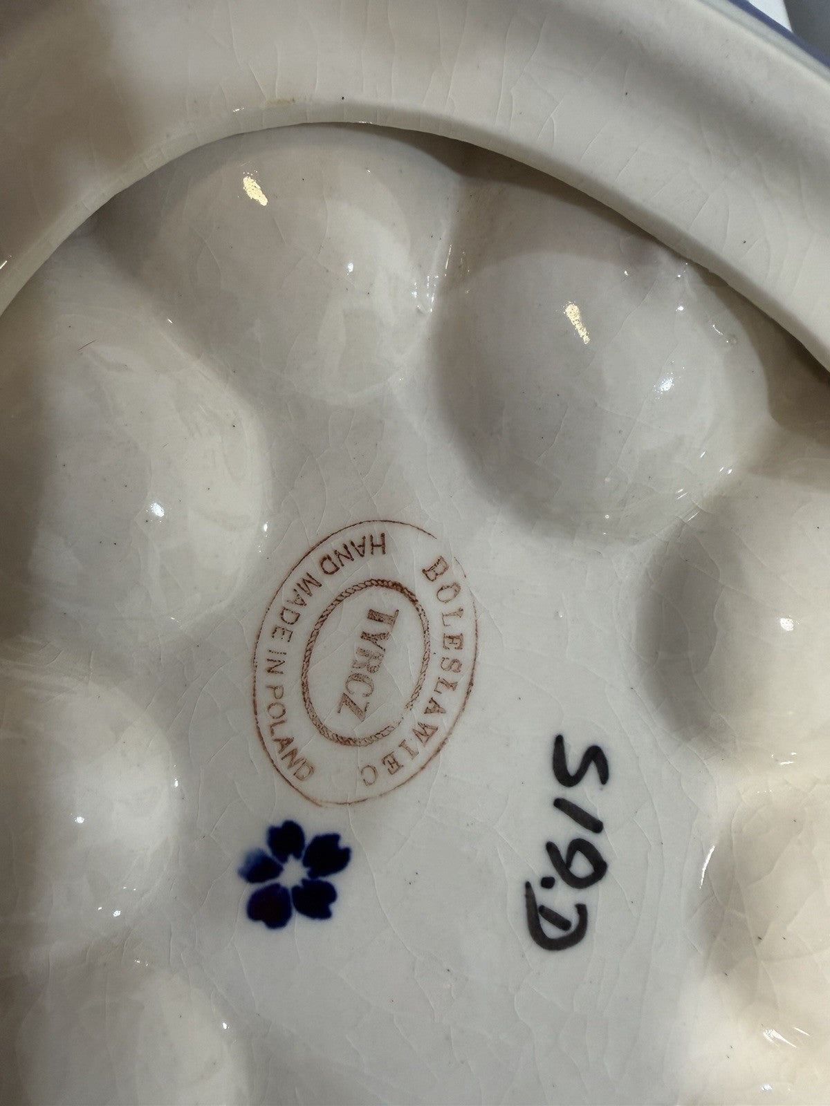 Polish Pottery Deviled Egg Plate Boleslawiec Blue White Handmade Serving dish.3